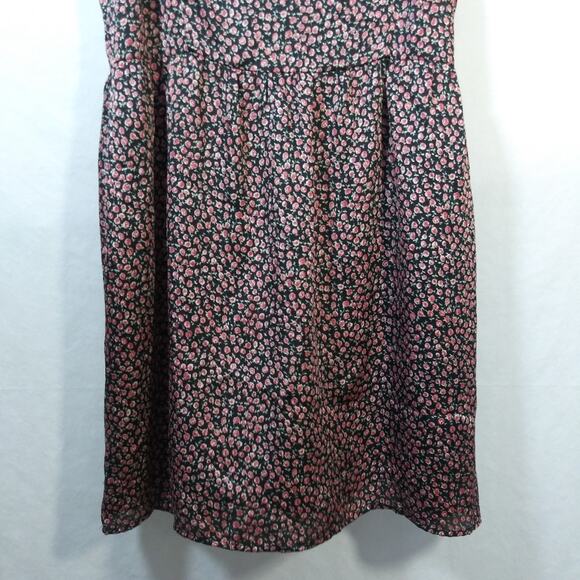 Glam Black Ditzy Floral Sleeveless 90's Dress Size L - Picture 4 of 8